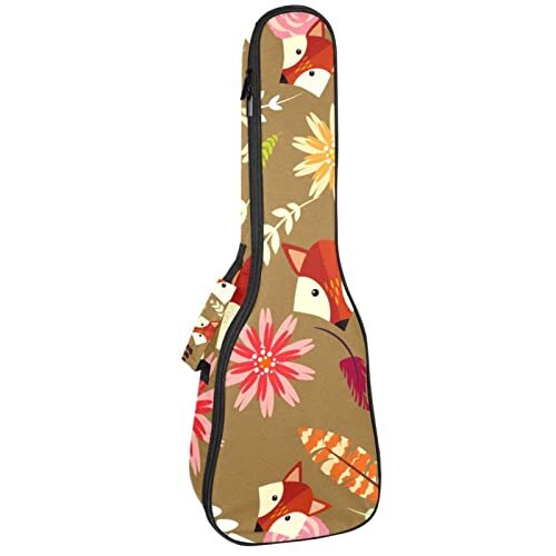 Mersov Concert Ukelele Rugzak, Heavy Duty Ukulele Case Bag met Opslag, Sopraan Concert Tenor Ukelele 10 MM Gewatteerde Tas Vossen Herfst