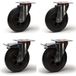 2gt Roues Et Roulettes - Lot De 4 Roulettes Pivotantes Et Pivotantes À Frein Caoutchouc Noir 160 Mm - 405 Kg