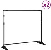 vidaXL - Achtergrondstandaards - 2 stuks - 254x243 cm - Staal - Zwart