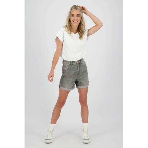 Raizzed regular waist denim short grijs