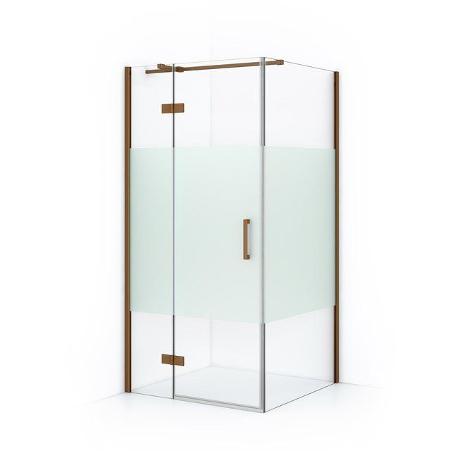 Maxaro Douchecabine Diamond 90x90cm 8mm Helder Veiligheidsglas met Matte Strook Koper - 6095824417459