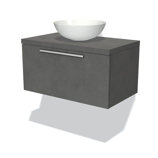 Maxaro Badkamermeubel Modulo Plato 80cm Donkergrijs Beton 1 Lade
