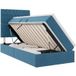 Maison Exclusive - Lit à rangement LED avec matelas bleu foncé 100 x 200 cm, velours