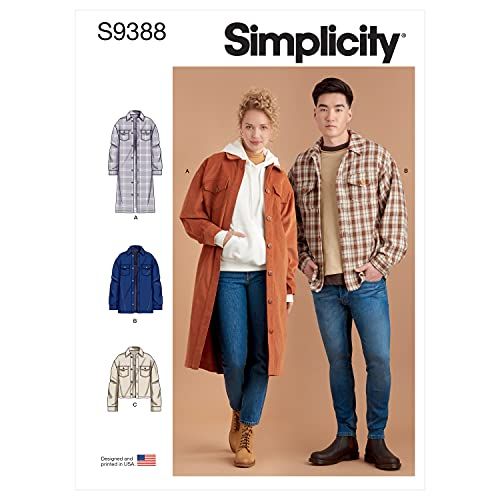 SIMPLICITY SS9388A Men's Jacket with Front Zipper and Seams, Long Button Cuffs, Back Pleat, Lined Yokes and Sleeves, XXS-XXL