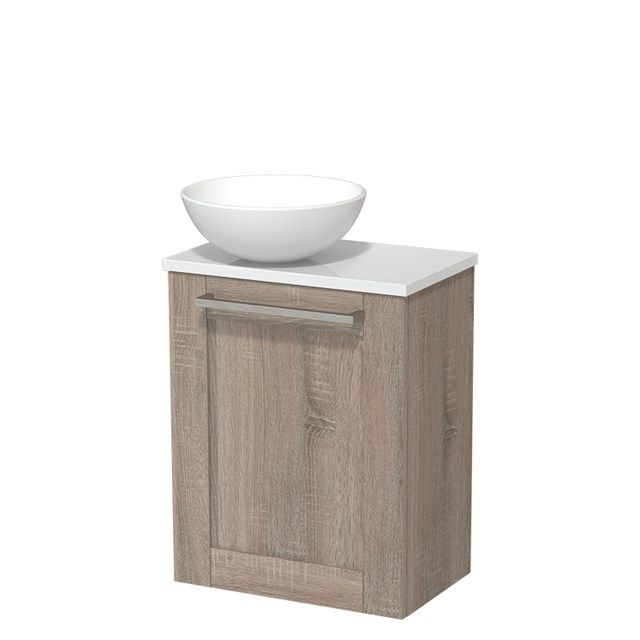Maxaro Modulo Toiletmeubel - 41 cm - Hoogglans Wit - Eiken Kader
