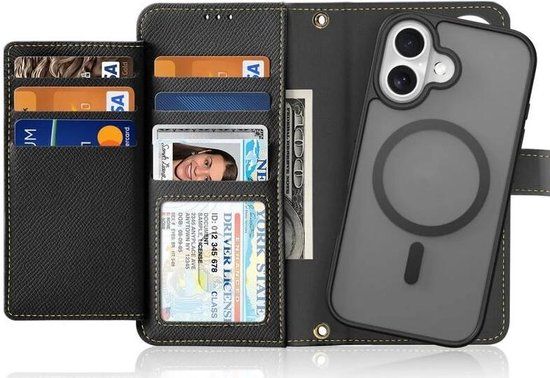 Dux Ducis Lawa Book Case - Apple iPhone 16 - Wallet - MagSafe - Black