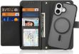 Dux Ducis Lawa Étui portefeuille - Apple iPhone 16 - Portefeuille - MagSafe - Noir