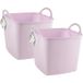 PlasticForte bac/seau/panier à linge - 2x - flexible - rose - 43 litres - carré - plastique - 40 x 40 x 44 cm