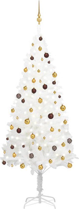 vidaXL Kunstkerstboom met verlichting en kerstballen 240 cm wit
