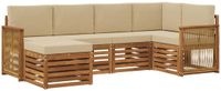 vidaXL - Hoek loungeset - 6 zitplekken - Massief Acacia Hout en Polyester - Naturel en Beige