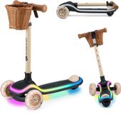 Kinderkraft RAKET - 3-wiel kinderstep - LED-platform met 20 lichtstanden - RGB PU wielen - verstelbaar stuur - Beige