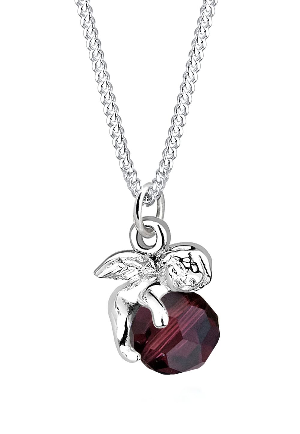 Elli Halsketting Dames Hanger Engel met Kristal 925 Sterling Zilver