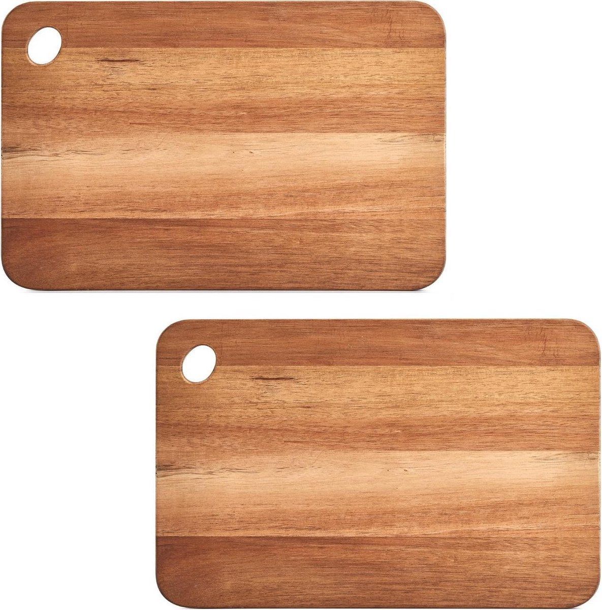 ZELLER 2x Rechthoekige acacia houten snijplanken 41 cm - Snijplanken van hout