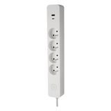 DEBFLEX - Overspanningsbeveiliging met schakelaar - 4 stopcontacten 2P+T 16A + 1 USB-A + 1 USB-C 3,4A - Ideaal voor meerdere aansluitingen - 1,5 m snoer - Wit
