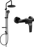 Mexen Erik opbouw douche set met hoofddouche en Caro douchekraan, zwart - 746640205-70