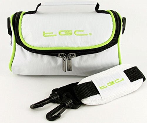 TGC Sony CX190E, CX210E cameratas van ® met schouderriem en draaggreep (koel wit met elektrische groene randen)