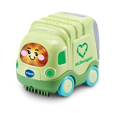VTech Tut Toet Baby Flitzer Vuilniswagen van biogebaseerde kunststof, speelgoedauto met muziek, oplichtende knop, spannende zinnen en geluiden, voor kinderen van 1 tot 5 jaar