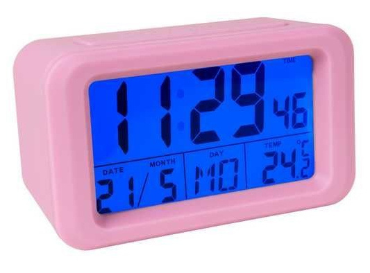 Fisura wekker digitaal led 13 x 6,2 x 8 cm ABS roze/blauw