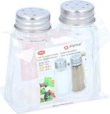 Merkloos / Sans marque Alpina Peper en zout strooiers - 4x - 7,5 cm - glas - vaatje - set