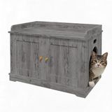 Garvee Kattenbakmeubel met schuurdeur, modern design van hout, krasbestendig, bescherming tegen honden, grote opbergruimte, geschikt voor de meeste kisten, grijs