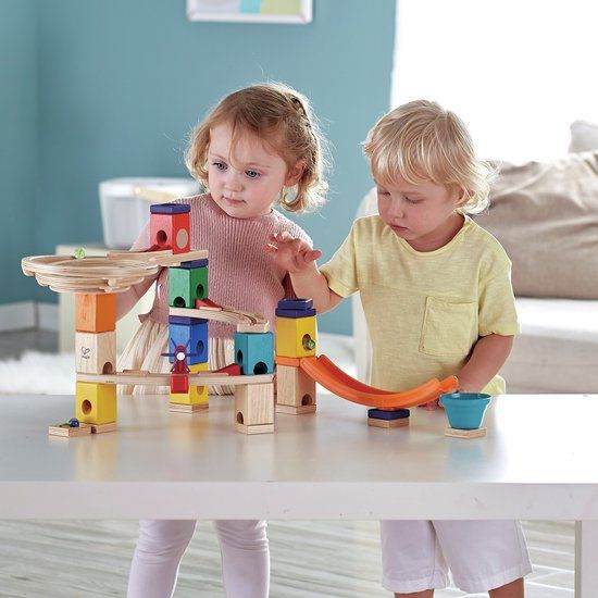 Hape Mega Skatepark Knikkerbaan Uitbreidingsset - Quadrilla Houten Bouwset met Sprong en Bel, 4 Jaar+