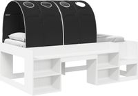 vidaXL Bed met Tunnel met plank 3 st Wit en zwart Bewerkt hout