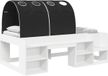 vidaXL Bed met Tunnel met plank 3 st Wit en zwart Bewerkt hout