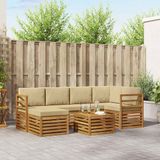 vidaXL - Hoek loungeset - 6 zitplaatsen - Natuurlijk en beige - Polyester