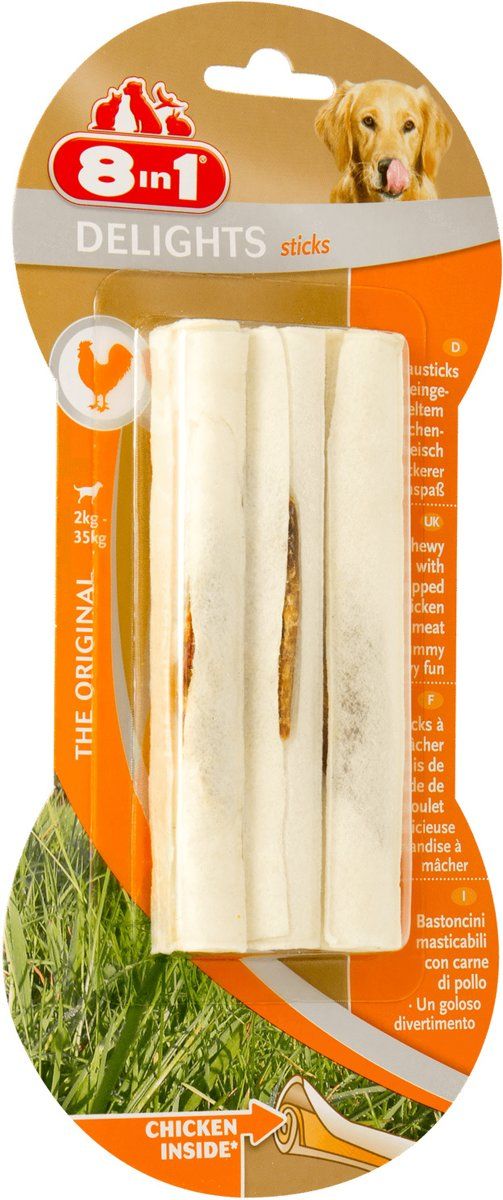 8in1 Delights Kausticks - Kip - Hondensnack - S