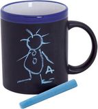 Merkloos / Sans marque Makito Western Europe Krijtbord koffie mok - 2x - blauw - 350 ml