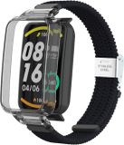 By Qubix Qubix Braided Nylon Bandje met Case - Zwart - Geschikt voor Xiaomi Smart Band 7 Pro / Mi Band 7 Pro