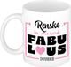 Bellatio Decorations Naam mok Renske - wit - Fabulous - keramiek - 300 ml - cadeau collega beker - cadeau