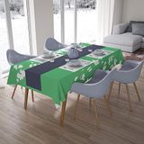 Bonamaison Tafelkleed, Anti-Mold, Sneldrogend, Waterdicht, 100% Polyester Tafellaken, Petroleum Groen, Wit, 140 x 200 Cm