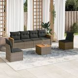 Maison Exclusive - Ensemble de jardin, 7 pièces, avec coussins, gris, en polyrotin