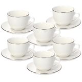 Tognana Porcellane MC085021700 Madison Set van 6 theekopjes met schotel, porselein, goud/wit, 0.26L