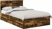 vidaXL Bedframe, bois de chêne fumé, 120 x 200 cm, bois de construction