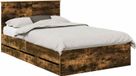vidaXL Bedframe, bois de chêne fumé, 120 x 200 cm, bois de construction