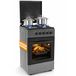 BAKAJI Gasaangedreven outdoorkeuken met oven en 4 branders, fornuis met branders en grillroosters, van gietijzer, met kast en ergonomische ontsteking, ideaal voor binnen en buiten (grijs)