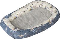 Medi Partners Babynest Knuffelnest 100% Katoen Nest Reis Bed voor baby's 100x60x15cm Uitneembaar inzetstuk (Dromenvangers met grijze Minky)