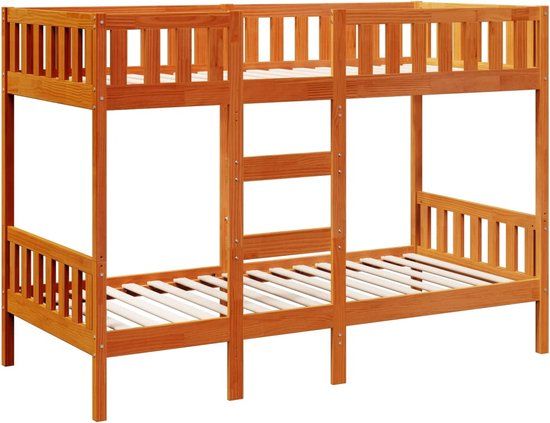 vidaXL Stapelbed - massief - grenenhout - wasbruin - 90x200 cm