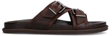 Manfield - Heren - Bruine suède slippers - Maat 42