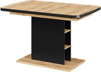 Vicco Eettafel Fenaro, Zwart/Eiken, 120-160 x 80 cm
