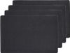 Zeller placemats lederlook - 10x - 45 x 30 cm - zwart - vegan leer - tafel onderleggers