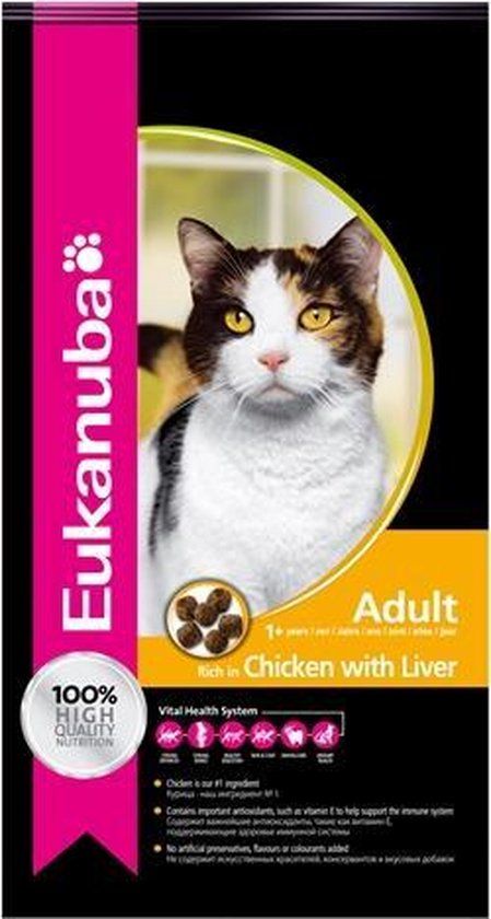 Eukanuba Cat Adult - Kip/Lever - Kattenvoer - 10 kg