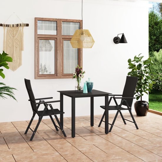 The Living Store tuinmeubelset PE-rattan zwart - 80x80x74 cm - lichtgewicht constructie