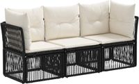 vidaXL Tuinbank - Set - 3-zits - Zwart - Polyrattan