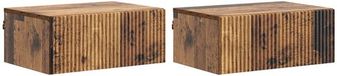 vidaXL Set van 2 nachtkastjes aan de muur te bevestigen oud hout 49 x 34,5 x 20 cm