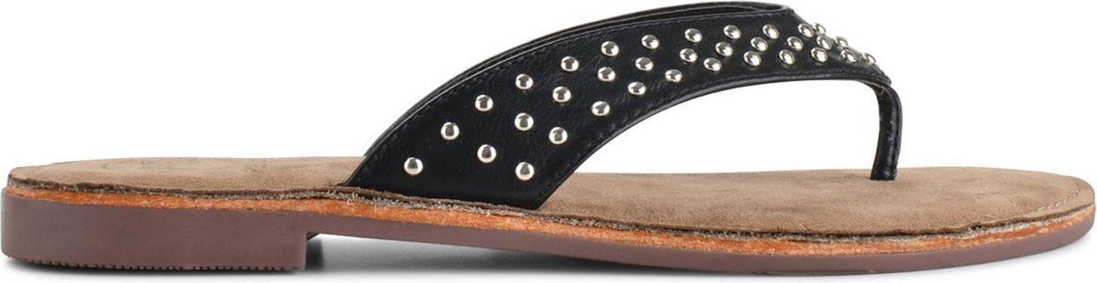 PS Poelman Dames Slippers met Studs - Nyx - Zwart - Maat 37