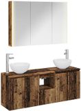 vidaXL Badkamerkast - set - 4 - st - Oud - hout - Bewerkt - hout