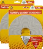 Deltafix Tochtstrip - 2x - grijs - zelfklevend - 12 m x 9 mm x 4 mm